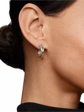 David Yurman 18K (750) Gold and Sterling Silver Crossover Earrings